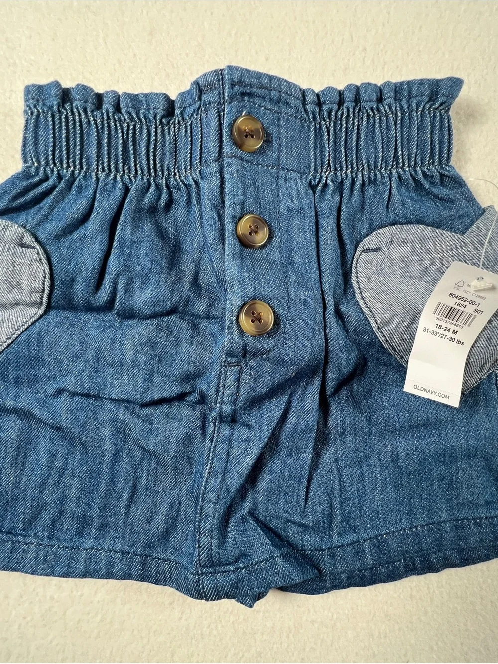 Girls Blue Denim Paperbag Waist Skirt - NWT